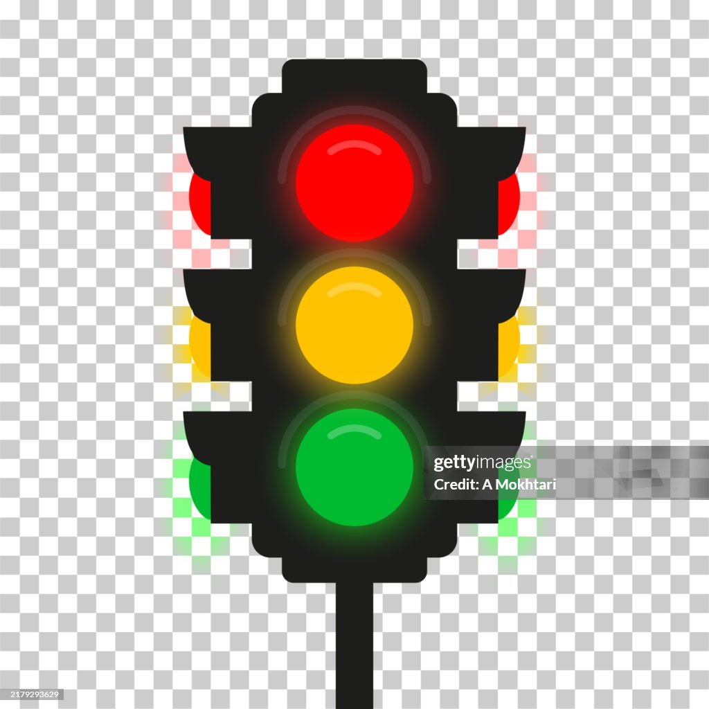 Traffic lights on transparent background.
