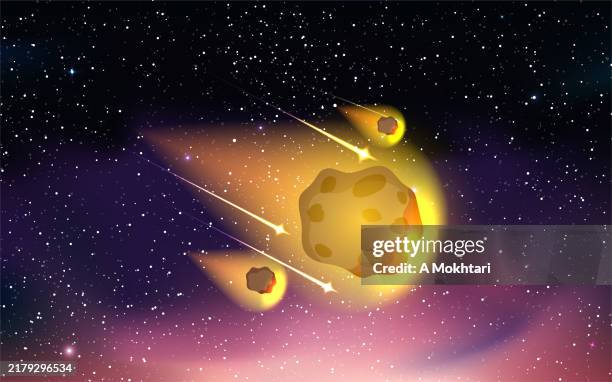 meteorite. - galaxies collide stock illustrations