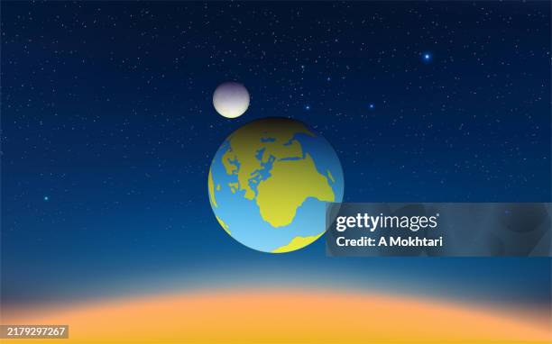 sun, earth and moon. - moon orbiting stock illustrations