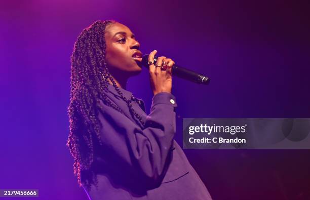 Cat Burns performs on stage at the Roundhouse on October 18, 2024 in London, England.