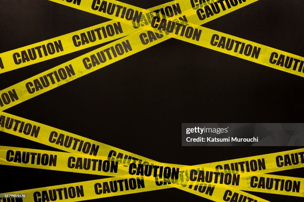 Caution, danger, warning barricade tape frame background