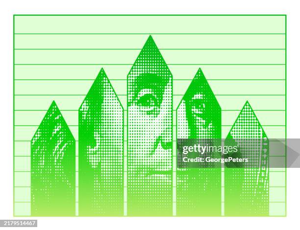 vertical arrow symbols with $100 bill. abstract background - benjamin franklin stock illustrations
