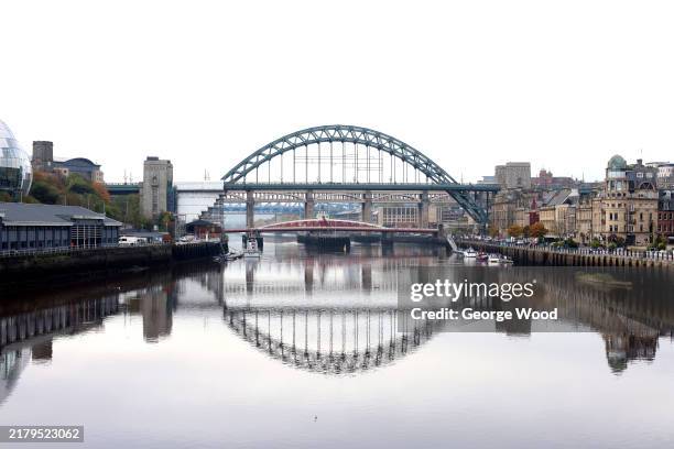 General view of the Tyne Bridge prior to the Premier League match between Newcastle United FC and Brighton & Hove Albion FC at St James' Park on...