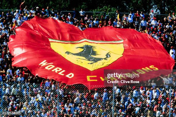 Ferrari fans with a massive flag during the Italian GP at Autodromo Nazionale Monza on Sunday September 16, 2001 in Monza, Italy.
