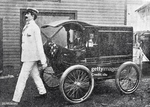 man pulls a carriage - cab driver stock illustrations