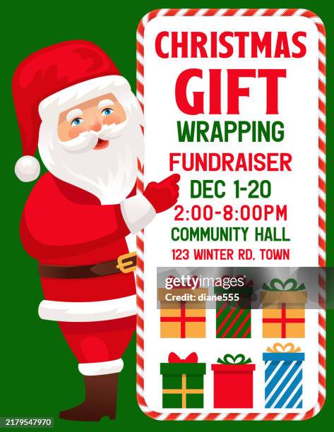 Santa Images Raffle Christmas Gift Wrapping Fundraiser Flyer Template With Santa Claus High ...