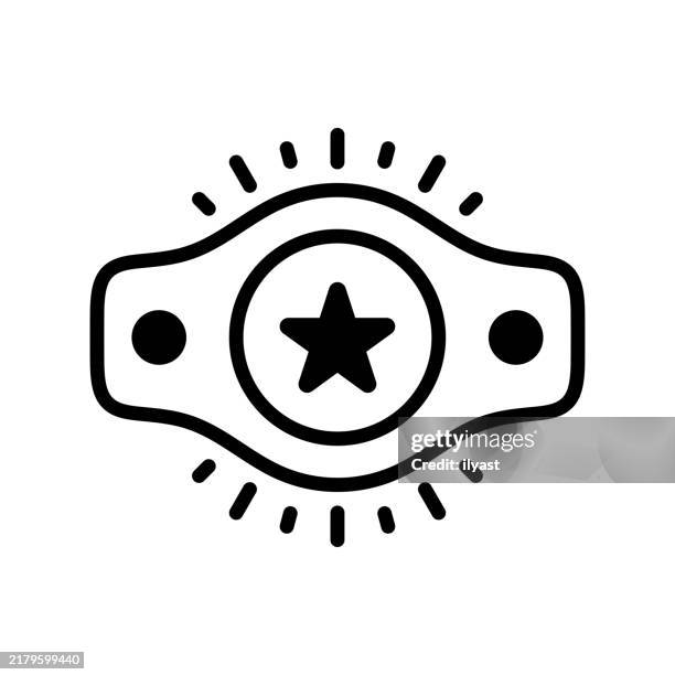 bildbanksillustrationer, clip art samt tecknat material och ikoner med a simple line drawing of a championship belt - brottning