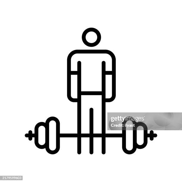stockillustraties, clipart, cartoons en iconen met a simple line drawing of weightlifting - deadlift