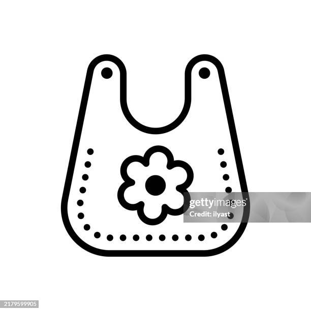 a simple line drawing of a baby bib - baby bib stock illustrations