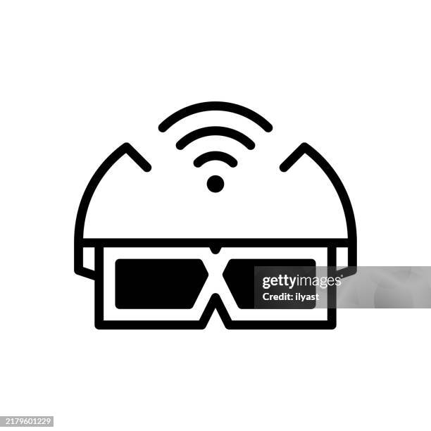 a simple line drawing of a smart glasses - mixed reality stock illustrations