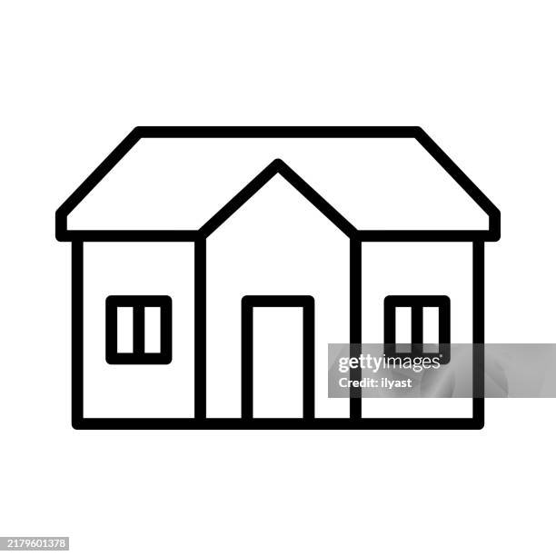 ilustraciones, imágenes clip art, dibujos animados e iconos de stock de un simple dibujo lineal de una casa - centro de rehabilitación