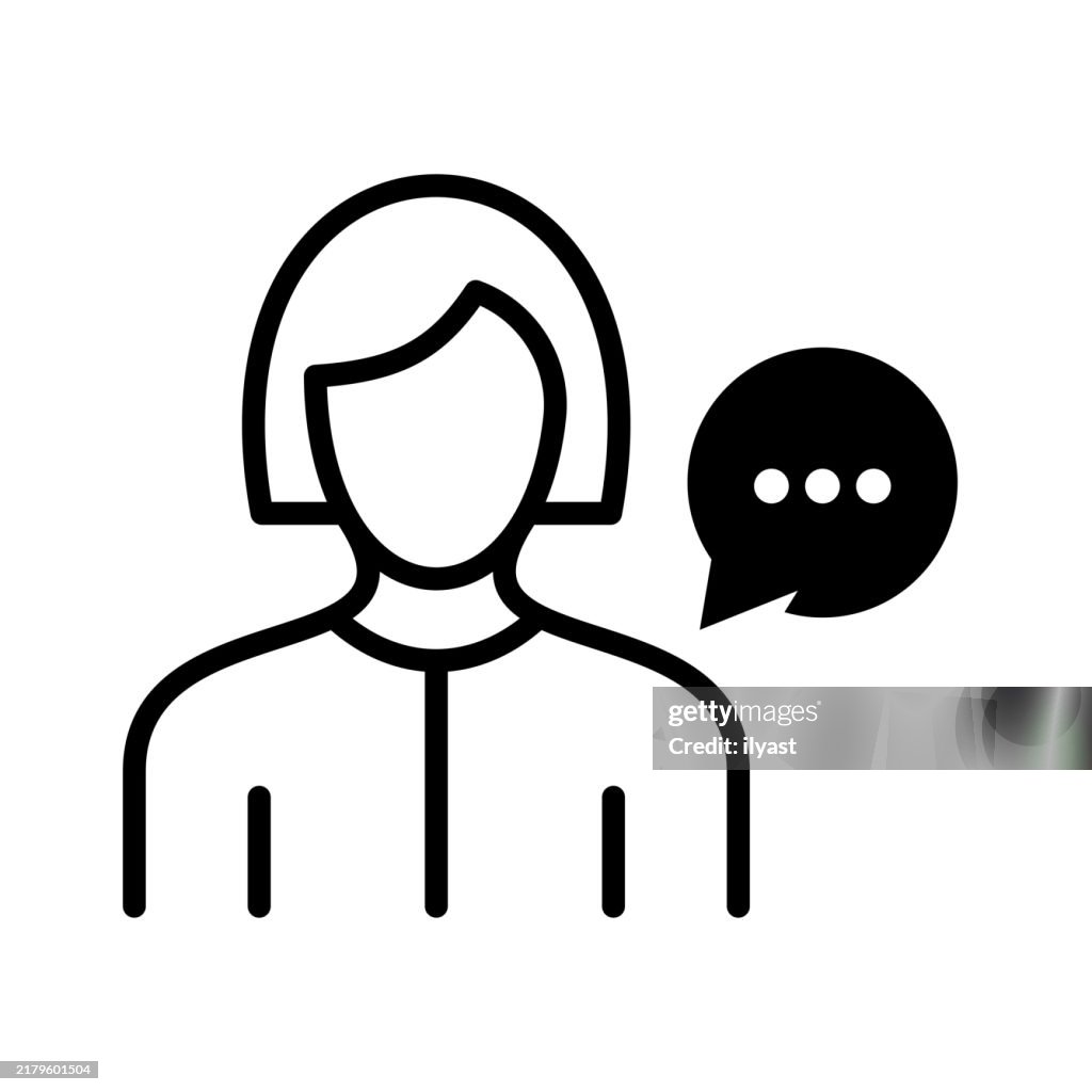 A simple line drawing of a Woman Talking