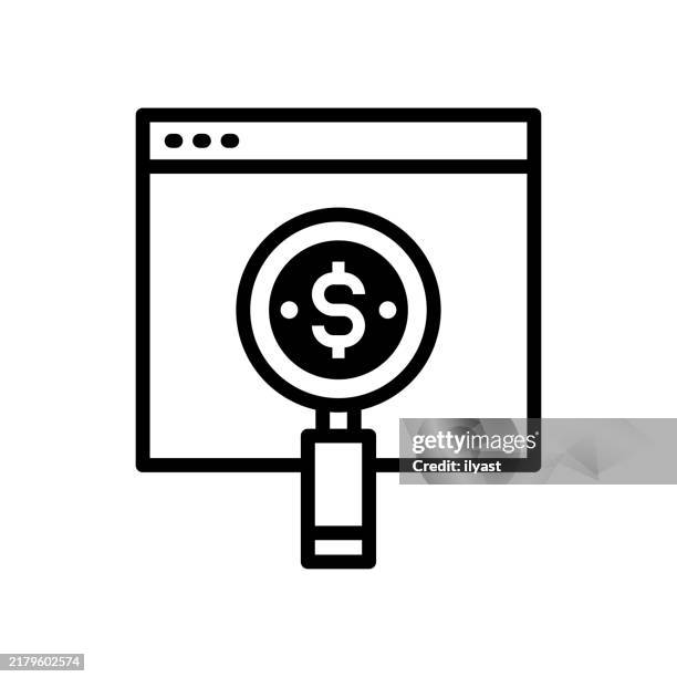 a simple line drawing of a financial analysis - data literacy icon stock illustrations