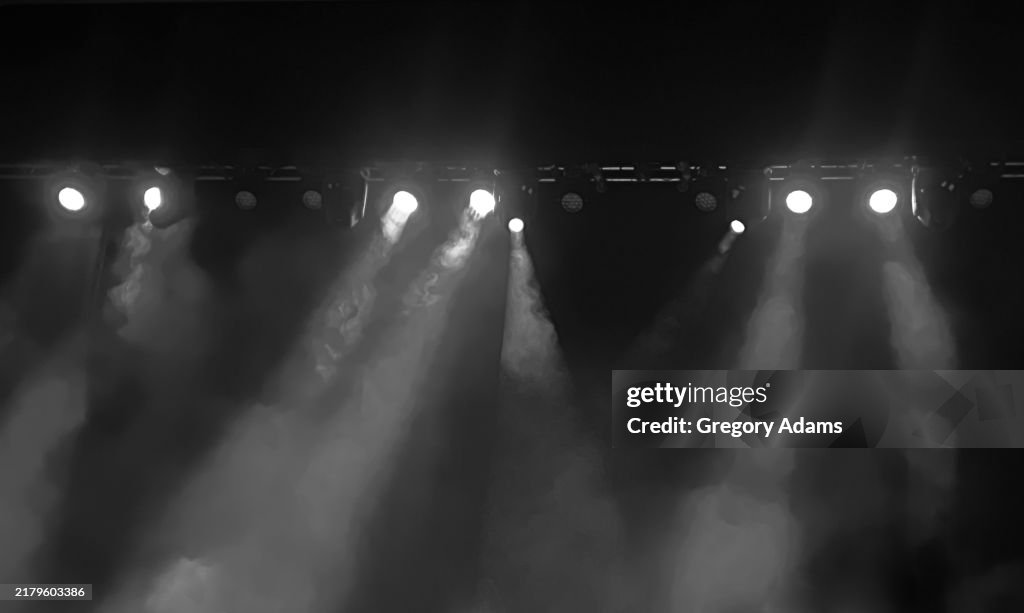 Lights and Smoke at a concert with Copy Space