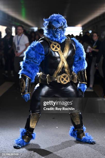 Cosplayer poses as Beast during New York Comic Con 2024 at The Jacob K. Javits Convention Center on October 19, 2024 in New York City.