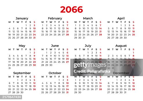 Postcode 2066 Calendar For 2066 Starts On Monday High-Res Vector Graphic - Getty Images