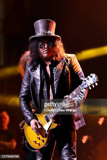 Slash performs onstage during the 2024 Rock & Roll Hall Of Fame Induction Ceremony streaming on Disney+ at Rocket Mortgage Fieldhouse on October 19,...