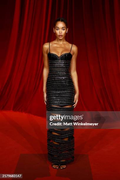 Laura Harrier attends The Fourth Annual Academy Museum Gala at Academy Museum of Motion Pictures on October 19, 2024 in Los Angeles, California.