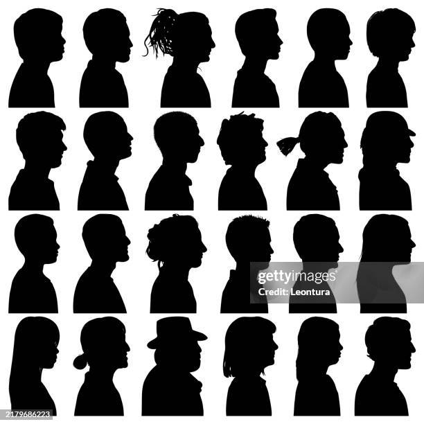 stockillustraties, clipart, cartoons en iconen met head silhouettes - profiel