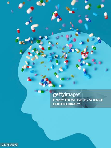 brain medication, illustration - bipolar disorder brain stock pictures, royalty-free photos & images