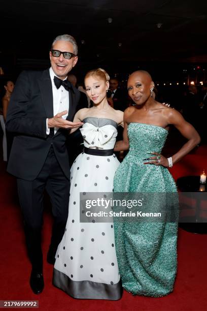 Jeff Goldblum, Ariana Grande, and Cynthia Erivo attend the Academy Museum of Motion Pictures 4th Annual Gala in Partnership with Rolex at Academy...