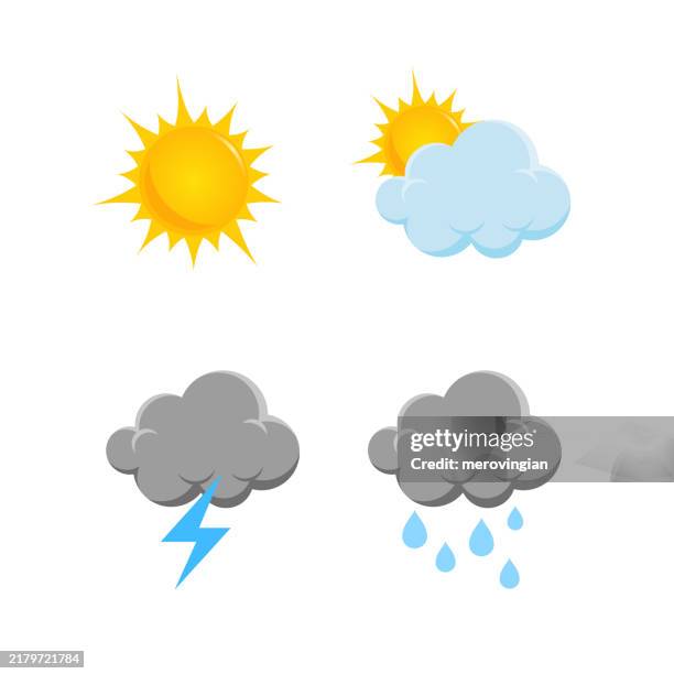 bildbanksillustrationer, clip art samt tecknat material och ikoner med weather forecast simple icon set - regn