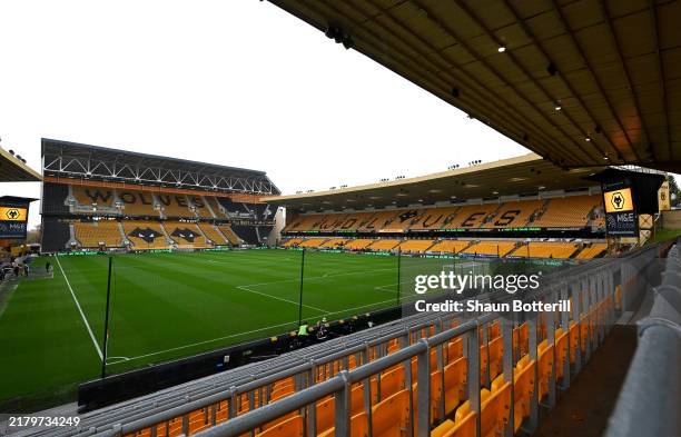 General view inside the stadium prior to the Premier League match between Wolverhampton Wanderers FC and Manchester City FC at Molineux on October...
