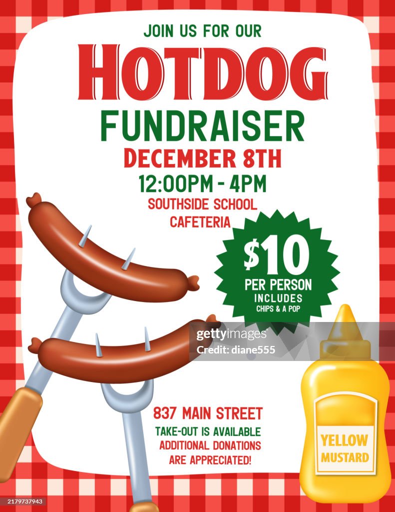 3D Style Hotdog Fundraiser Poster Template