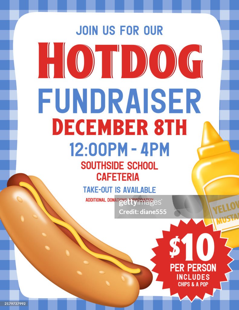 3D Style Hotdog Fundraiser Poster Template