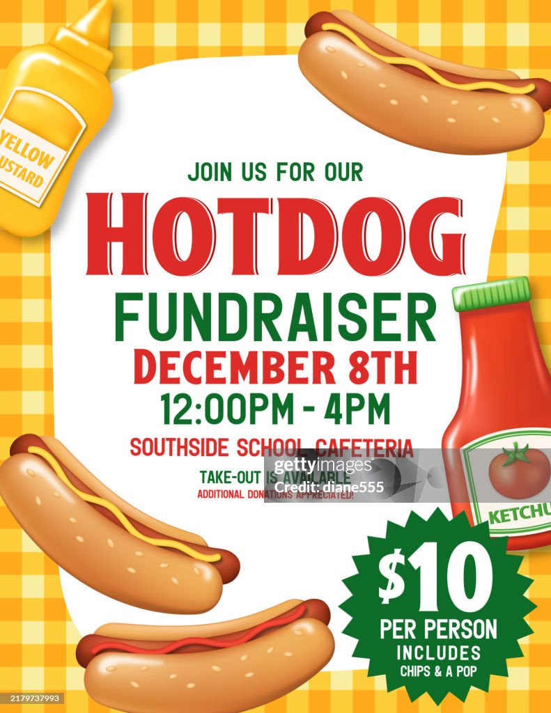 3D Style Hotdog Fundraiser Poster Template