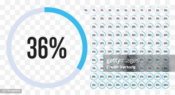 bildbanksillustrationer, clip art samt tecknat material och ikoner med progress chart with percentage indicator and circular design - tårtdiagram