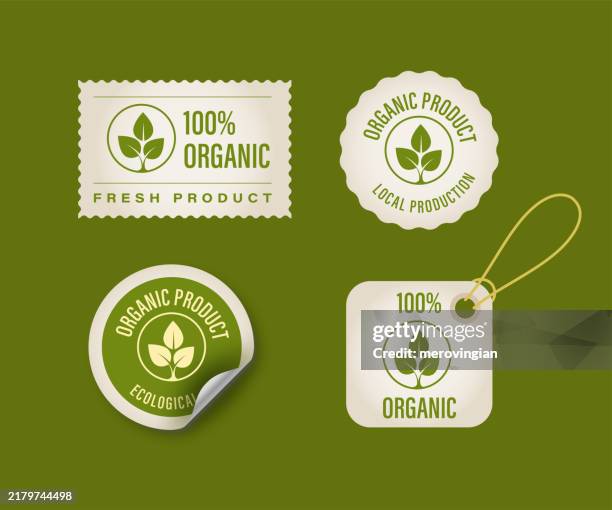 etikett für frische bio-naturprodukte - etikett stock-grafiken, -clipart, -cartoons und -symbole
