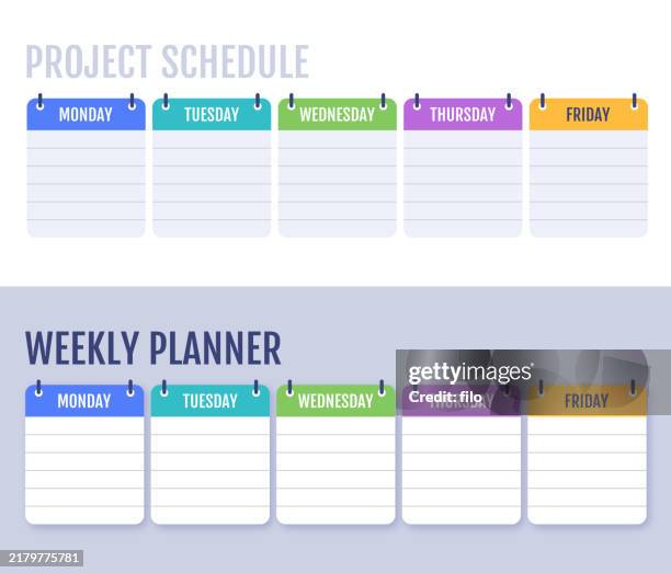 ilustrações de stock, clip art, desenhos animados e ícones de weekly planner project planner work week schedule - semana