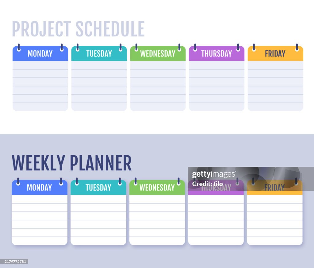 Week Project Plan Weekly Planner Project Planner Work Week Schedule High-Res Vector ...