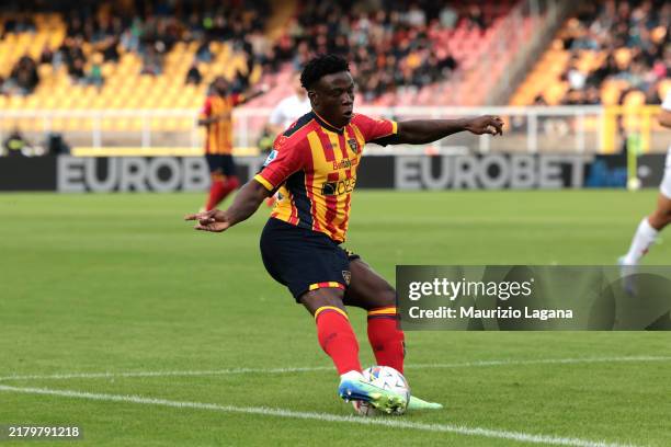 Lameck Banda of Lecce during the Serie A match between Lecce and Fiorentina at Stadio Via del Mare on October 20, 2024 in Lecce, Italy.