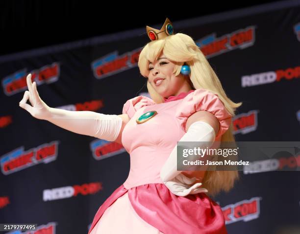 Cosplayer poses at the Cosplay Central Crown Championships during New York Comic Con 2024 at The Jacob K. Javits Convention Center on October 19,...