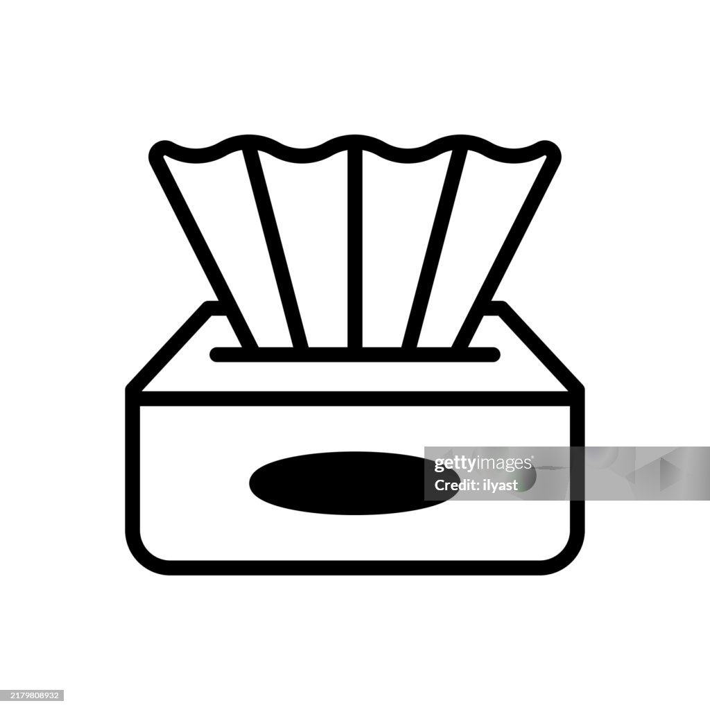 A simple line drawing of a Tissue Box