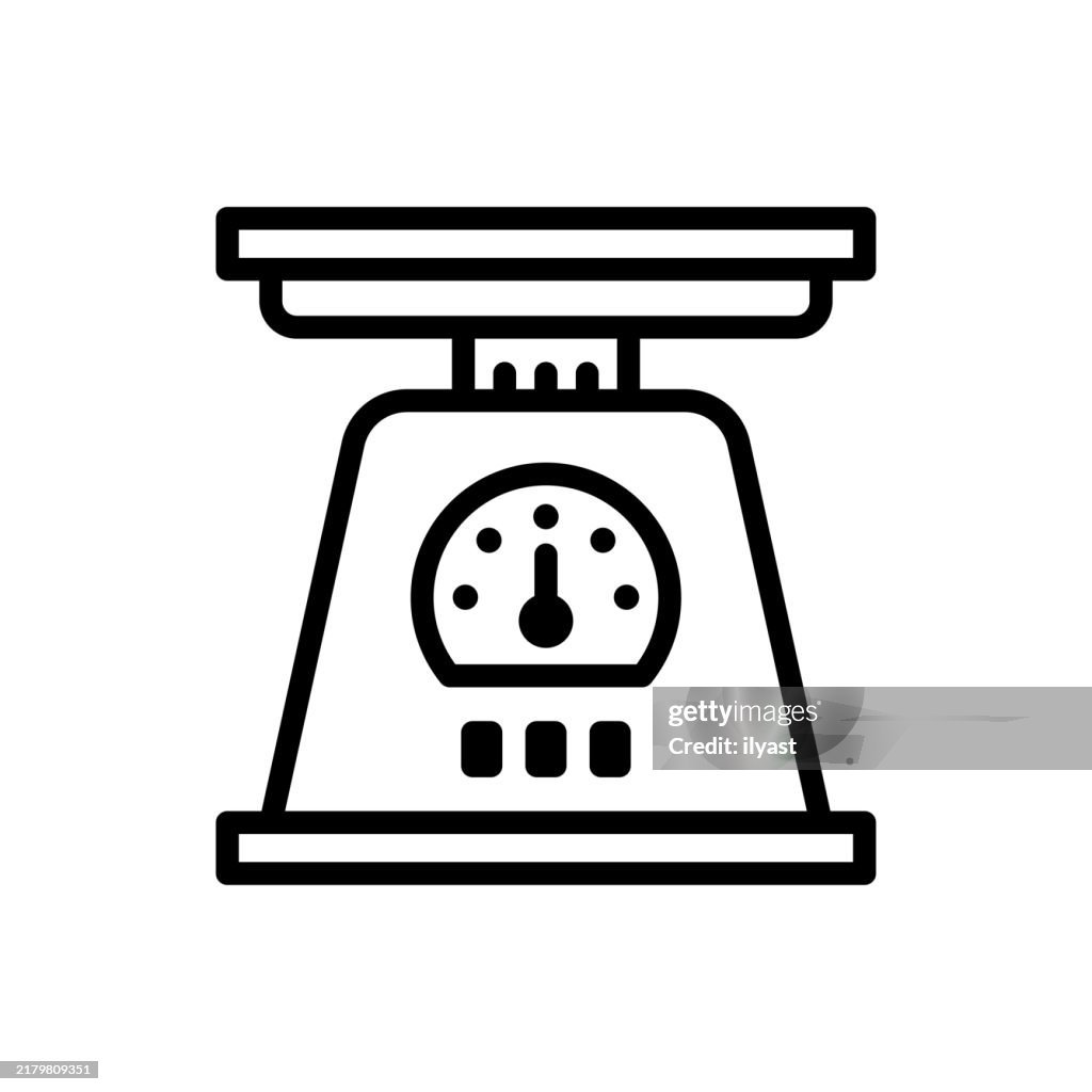 Scale Line Dwar A Simple Line Drawing Of A Kitchen Scale High-Res Vector Graphic ...