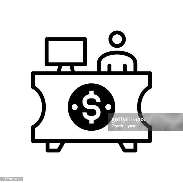 a simple line drawing of a cashier - self checkout stock illustrations