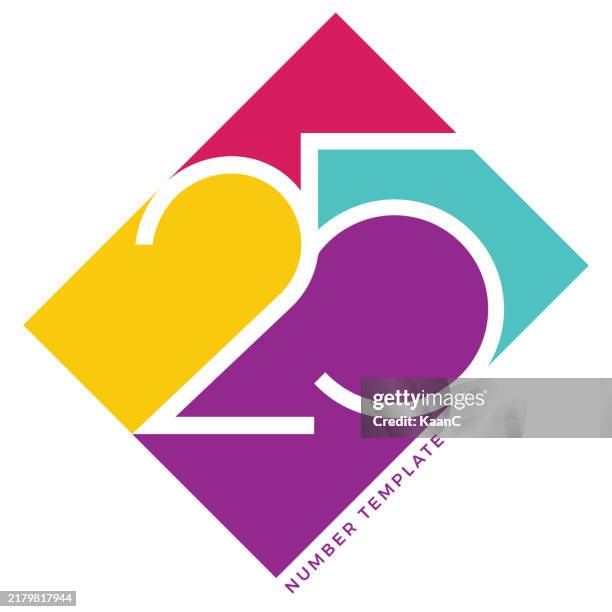number 25. abstract number template. anniversary number template isolated, anniversary icon label, anniversary symbol vector stock illustration - number 25 stock illustrations