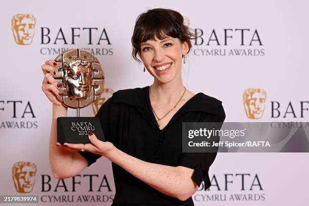 Annes Elwy poses in the Winners Room during the 2024 BAFTA Cymru awards at the International Convention Centre Wales on October 20, 2024 in Newport,...