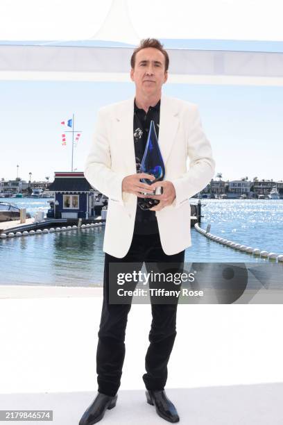 Nicolas Cage receives the 'Icon' award during the 25th Newport Beach Film Festival Honors Brunch on October 20, 2024 in Newport Beach, California.