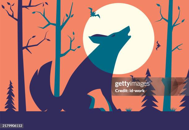 wolf howling - howling wolf stock illustrations