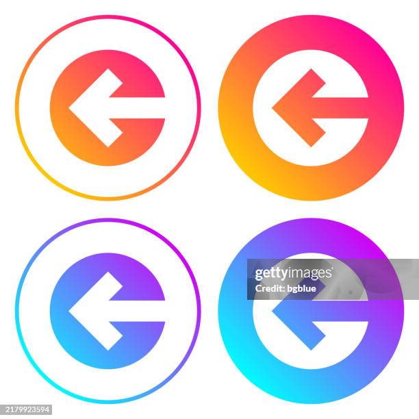 left arrow. round icons with color gradients - arrow pointing left stock illustrations