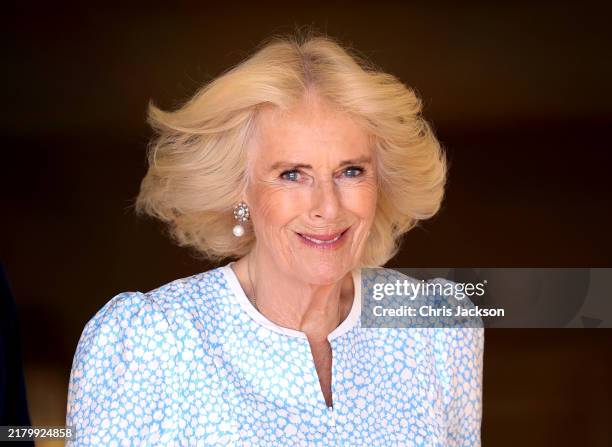 Queen Camilla attends a discussion on family and domestic violence on October 21, 2024 in Canberra, Australia. The Queen’s visit to Australia is her...