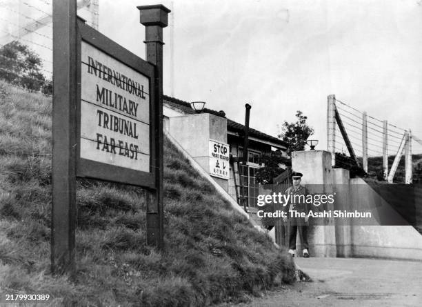 General view outside the International Military Tribunal for the Far East is seen as the sentencing to Class-A war criminals begins on November 2,...