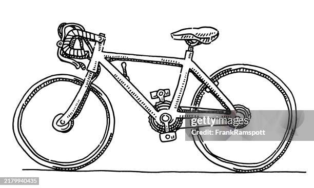 racing bicycle side view drawing - racing bicycle stock illustrations