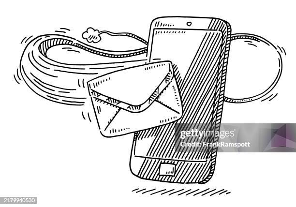 incoming message smart phone drawing - iphone transparent background stock illustrations