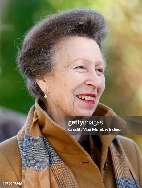 Princess Anne, Princess Royal attends QIPCO British Champions Day at Ascot Racecourse on October 19, 2024 in Ascot, England.