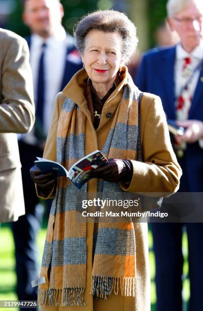 Princess Anne, Princess Royal attends QIPCO British Champions Day at Ascot Racecourse on October 19, 2024 in Ascot, England.